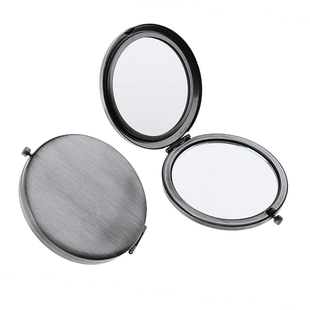 2Pcs Travel Compact Makeup Mirror ,Premium Double Sided Folding Cosmetic Mirrors - Bronze/ Classic/ Silver Optional