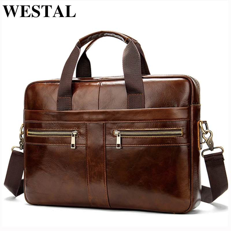 WESTAL الرجال أكياس جلد طبيعي Crossbody الذكور حقيبة ساعي بريد للرجال المرأة حقيبة كتف حقيبة أعمال الكمبيوتر الرجال حقائب اليد