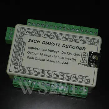 

24CH channels Easy LED RGB Light DMX512 Controller DMX Dimmer DC12~24V 3A*24CH