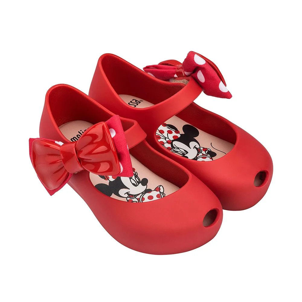 Mini Melissa Ultragirl+ Minnie II; Новинка года; прозрачные сандалии для девочек с Микки Маусом; детские сандалии с бантом; детская нескользящая обувь Melissa - Цвет: mini melissa red