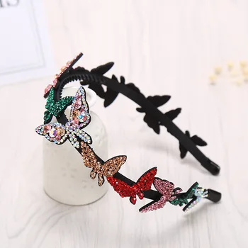

Bride Wedding Vintage Exquisite Butterfly HairBands Women Girl Fashion Shiny Rhinestone Full Diamond Headdress Hair Accessories