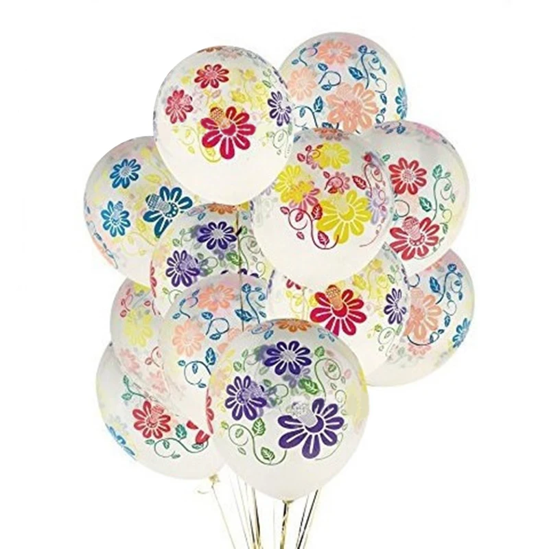 

10Pcs/lot Colorful Flowers Balloons 12 inch Painted Latex Inflatable Balloon for Wedding Kids Adult Birthday Party Decorations