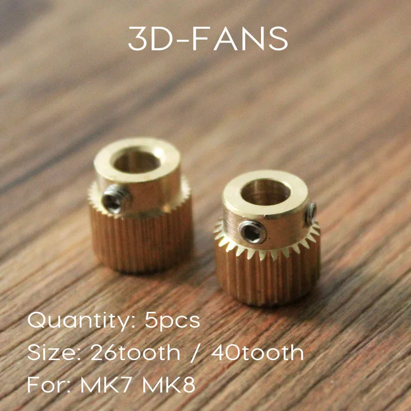 MK8 26//40 Tooth Accessories Electronics 3D Printer Parts Extruder Drive Brass