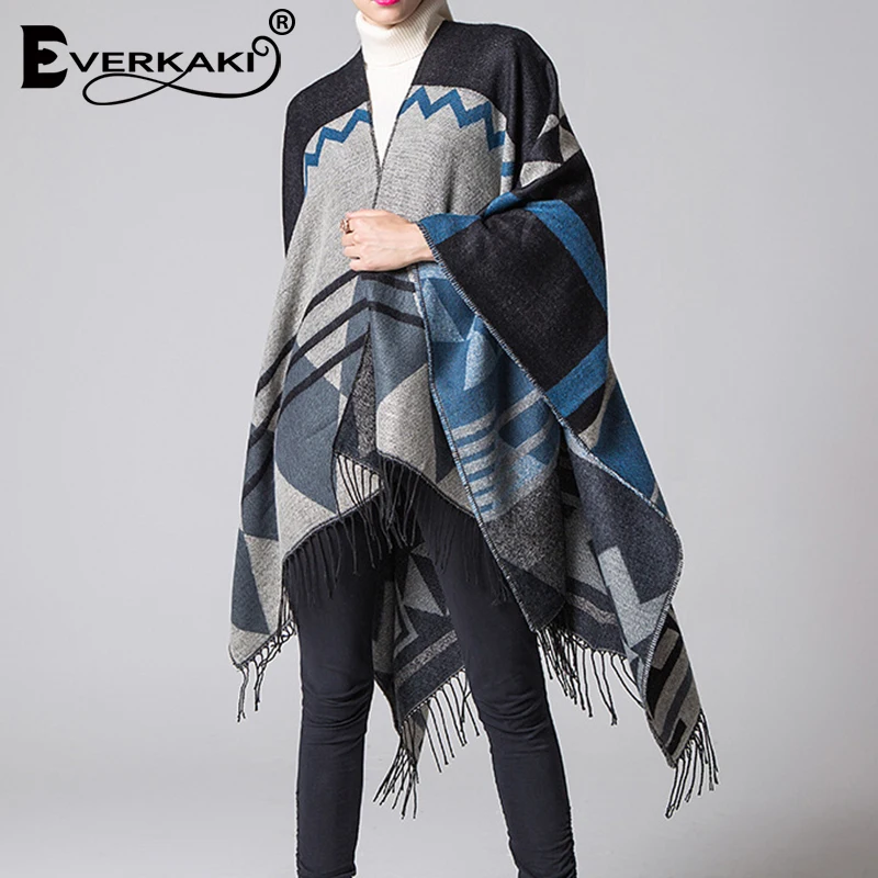 Everkaki Boho кисточки трикотажные кардиганы шаль толстые женские этнические