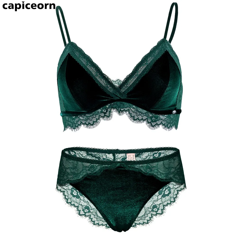 Green velvet lingerie Clearance