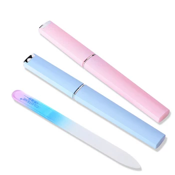 

2 Pcs Glass Material Nail File Manicure Gradient Colored Nail Care Filer Professional Manicure Tool Nail Beauty Supplies With Bl