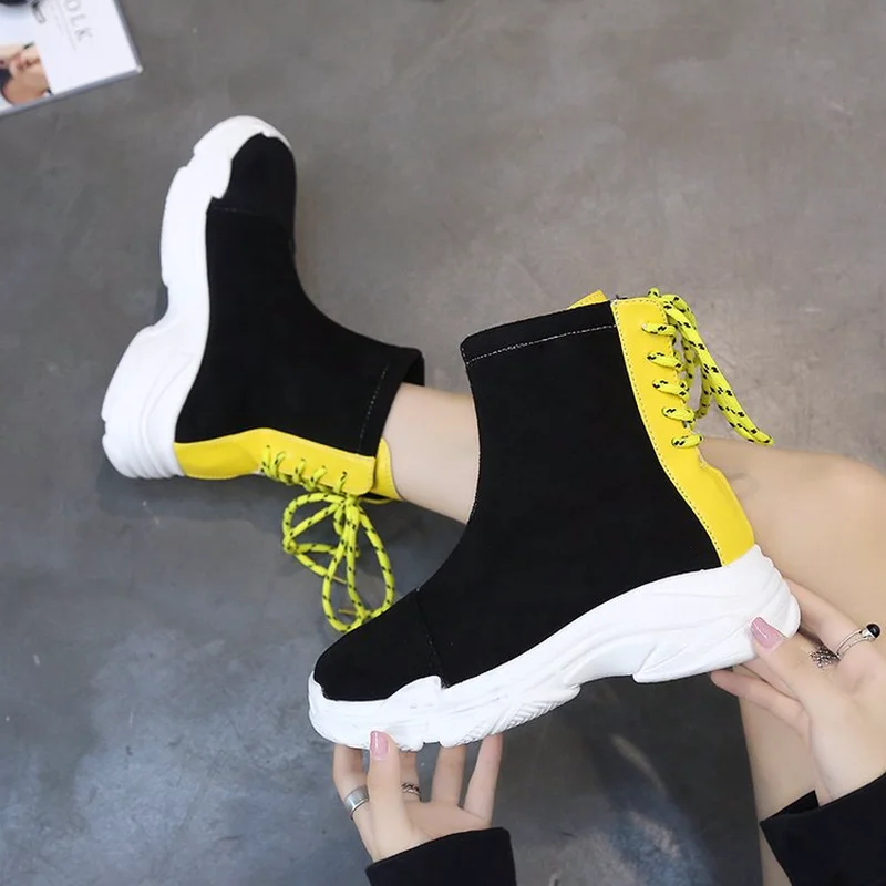 Martin BOOTS Womens 2018 autumn new style short suede thick bottom laced walking shoes outdoor antiskid fitness women's shoes