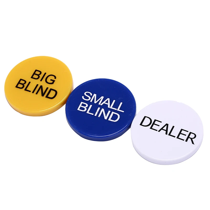 Durable 3pcs 5cm Small Blind+Big Blind+Dealer Button Set for Party