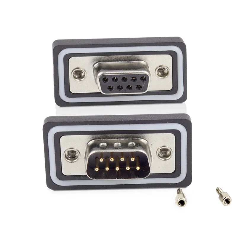 

Pure Copper Waterproof DB9 Serial VGA 9-Pin Female 2 Eow Soldering Head Male Plug Socket Connector