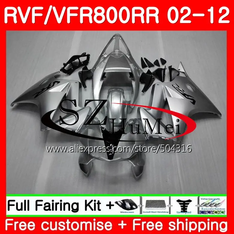 

Fairings For HONDA Gloss silvery Interceptor VFR800RR 02 03 04 05 06 07 113SH.8 VFR 800R VFR800 RR 2002 2003 2004 2005 2006 2007