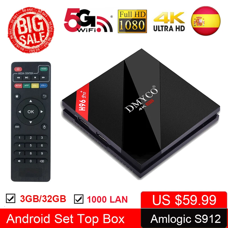 

Original Smart TV BOX H96 Pro Android 7.1 RK3229 3GB DDR3 32GB ROM Set Top Box 4K H.265 Wifi Media Player TV Receiver Play Store
