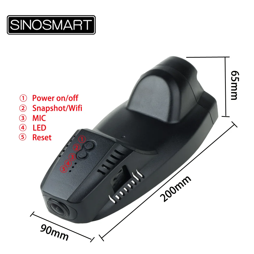 SINOSMART Novatek 96672 автомобильный Wifi DVR камера для Ford Kuga общая модель 2015 управление