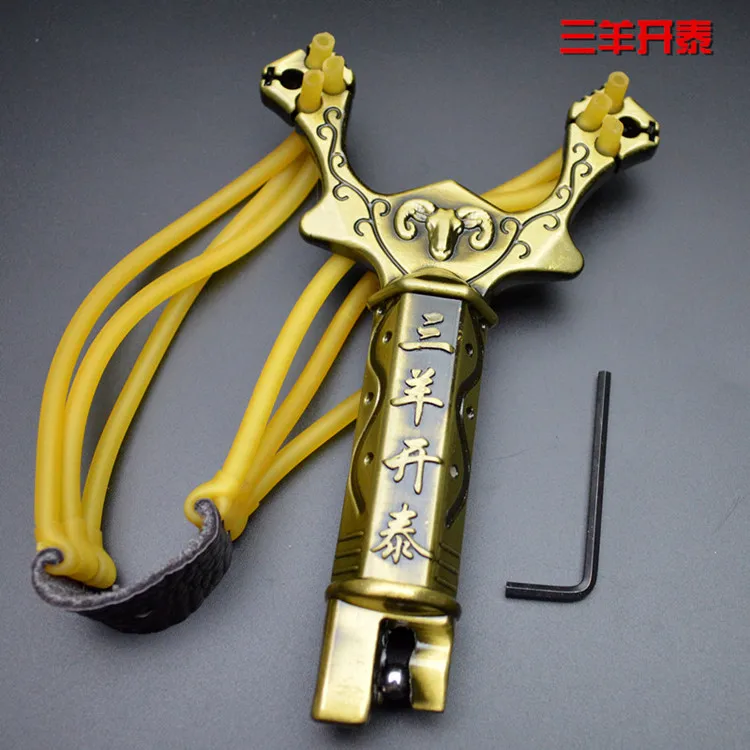 Powerful Creative Ergonomic Gold Metal Slingshot Catapult With Rubber