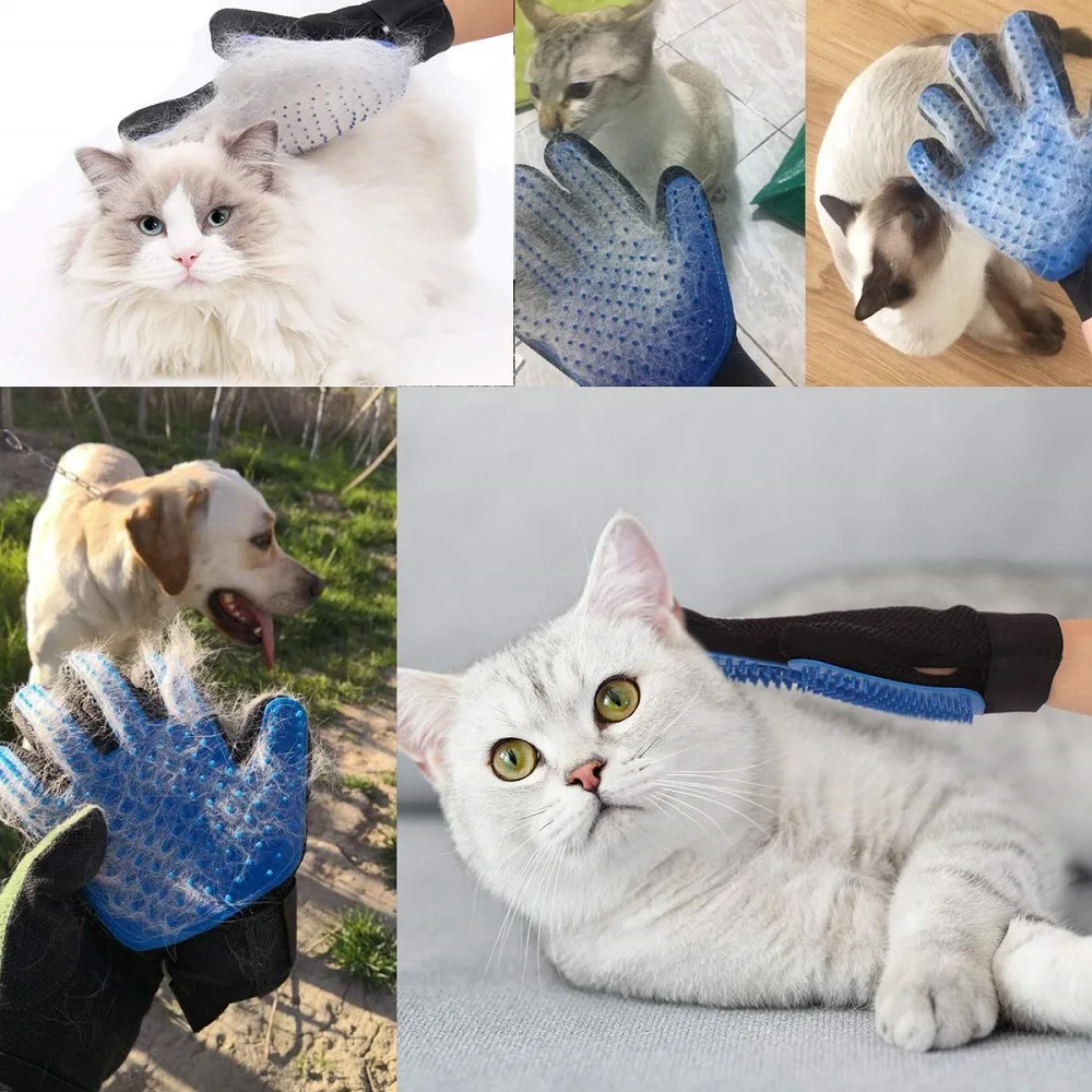 Pet Soft Silicone Glove Dog Cat Grooming Hair Deshedding Brush Comb Animal Hair Removal Hand Gloves