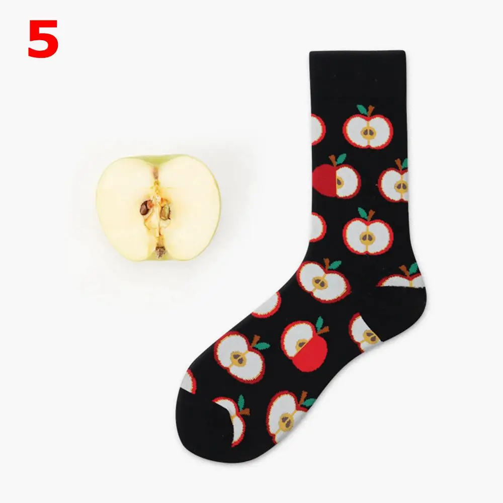 1 пара, милые носки с фруктами, носки для кофе, авокадо, яблоко, вишня, гамбургер, яйцо, пончики, женские хлопковые носки для девочек - Цвет: 5