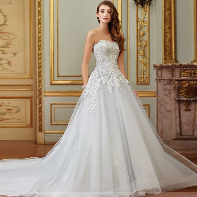 Vestidos Praia Silver Wedding Dresses Designer Tulle Ball Gown Vestidos Praia Silver Wedding Dresses Designer Tulle Ball Gown Bridal Strapless Liques Corset Bride Dress