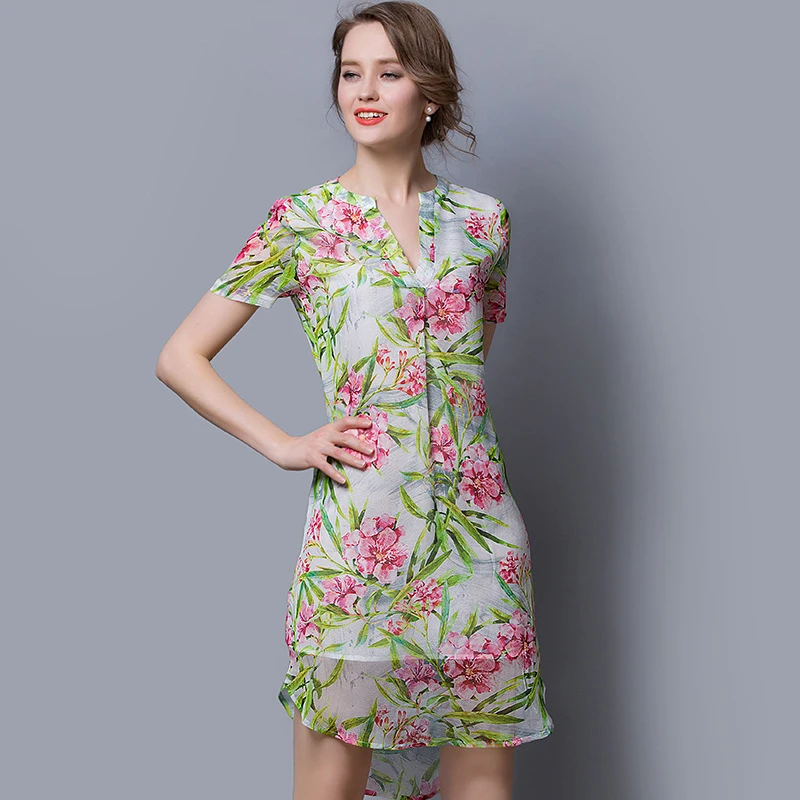 

100% Silk Chiffon Dress For Women Fashion Clothing