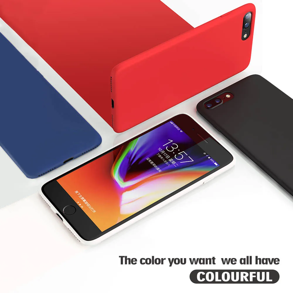 

Popular Soft Silicone Phone Cases For iPhone 7 Case New Plain TPU For iphone 7 8 6 6s Plus Solid Color Cover Capa iPhone X Case