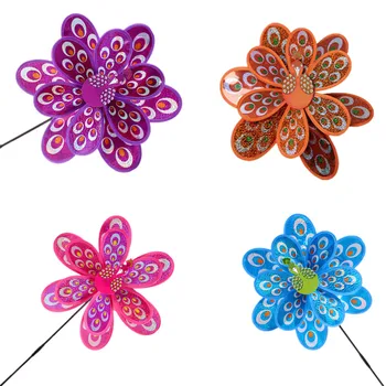 

1PCS Diameter 38CM Windmill Colorful Wind Spinner Kids Toy Random Colors Double Layer Peacock Laser Sequins