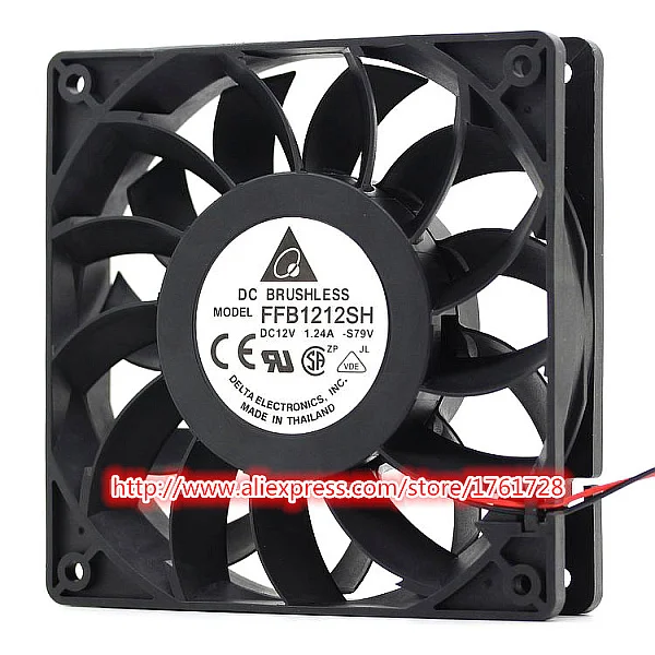 DELTA ventilateur haute vitesse 120*120*25mm 12cm | 2 fils ~, ventilateur Original de 12V 1.24A 12cm FFB1212SH, haute vitesse 3700RPM