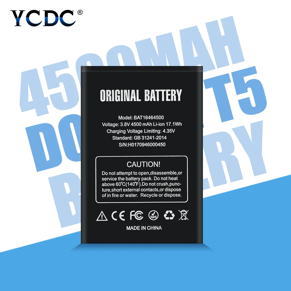 

BAT16464500 Battery Rechargeable 4500mAh Smart Phone Batteries For DOOGEE T5 T5 Lite T5S Mobile Phone Lithium Li Ion Bateria