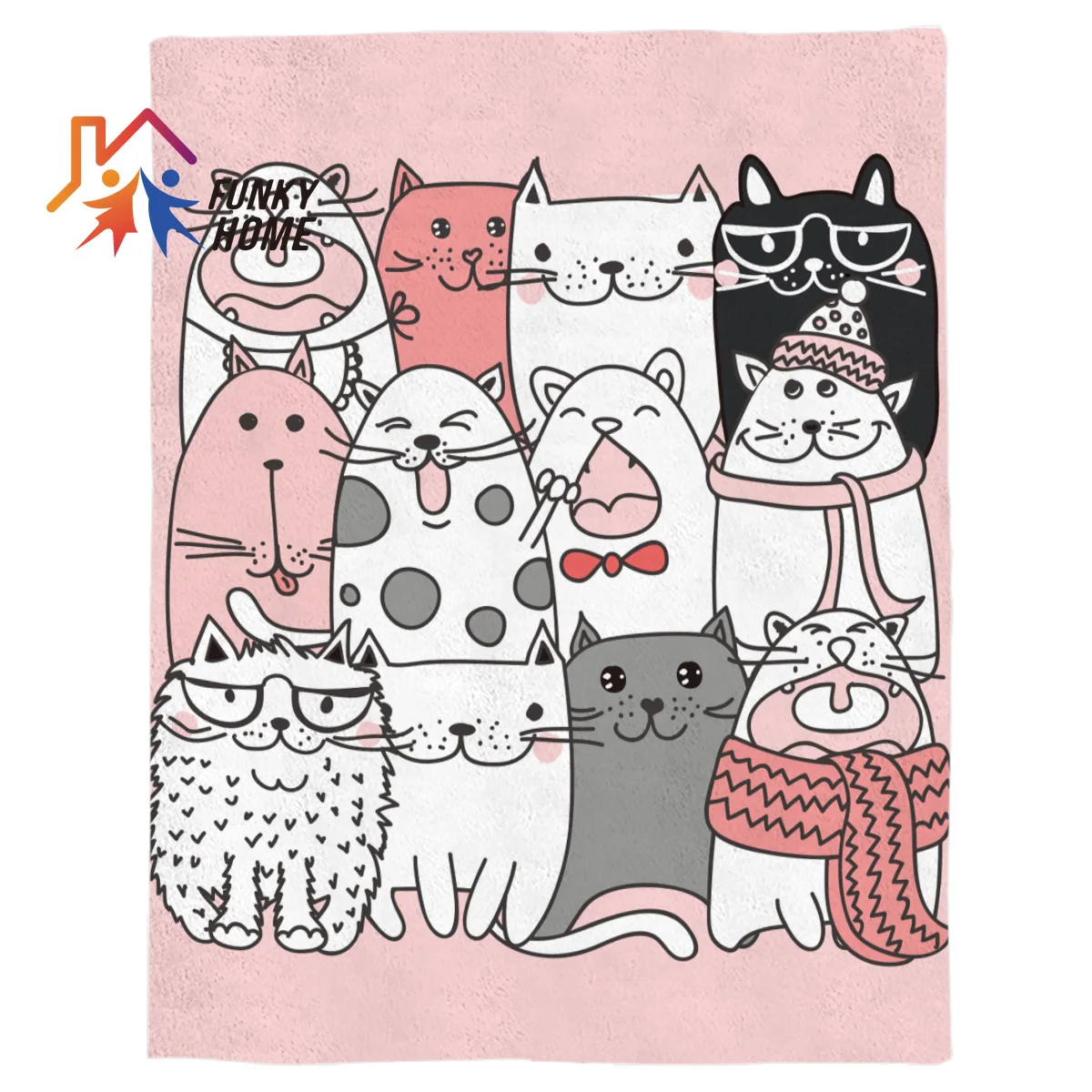 Funkyhome индивидуальные бросить Одеяло мультфильм животных милые кошки Флисовое