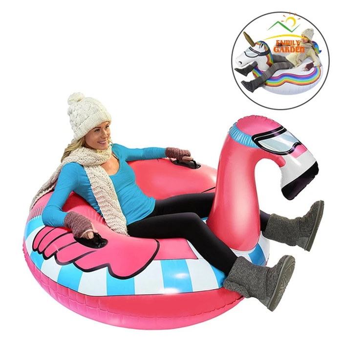 

Flamingo Winter Snow Tube Unicorn Ride-on Inflatable Sled & Toboggan For Adults Children Skiing Ski Toys Pool Float Air Mattress