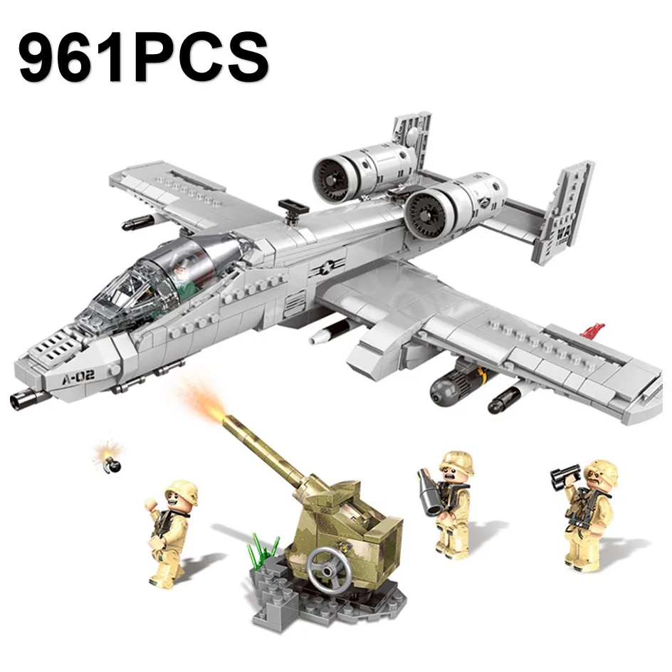 

961PCS Assemble A10 Fighter Plane Model Building Blocks Intelligence development Educational Toys For Children
