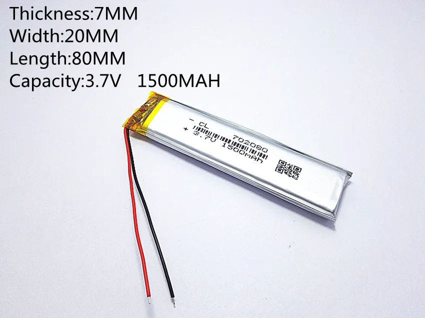 Bateria de Íon de Lítio Polímero Plib 3.7v 1500mah 702080 Li-ion Gps Mp3mp4mp5dvdbluetooth Modelo de Brinquedo Móvel 10 Peças - Image 2
