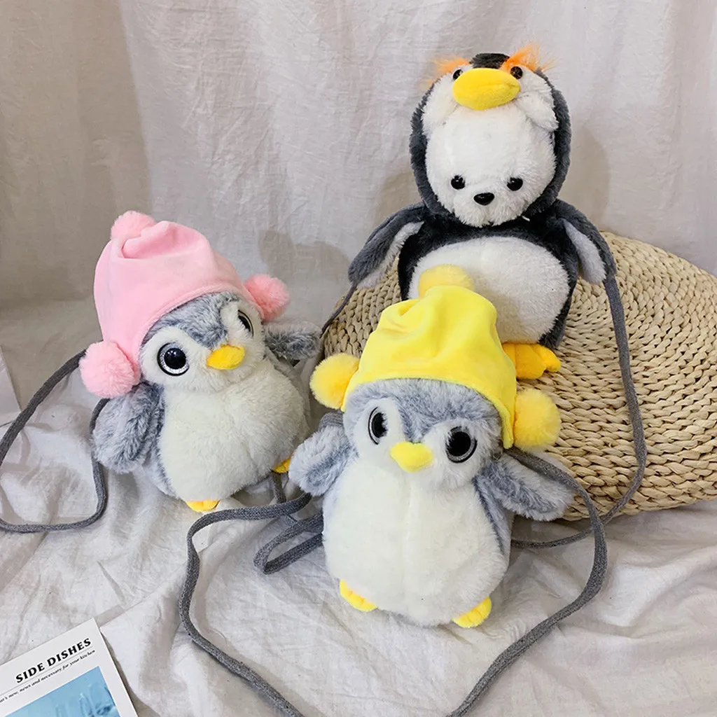 Penguin Doll Fashion Women Girl Cute Fat Penguin-Like Bags Plush Crossbody Bags Weird Bags Girls Boys Doll Bag@39@20