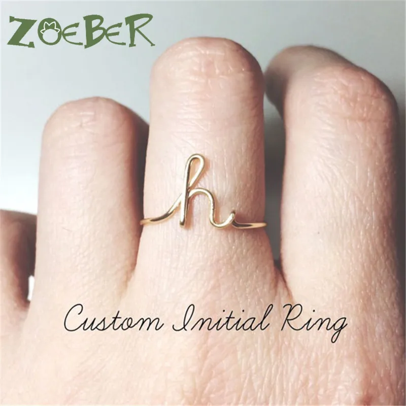 

A-Z 26 Letters Unisex Gold Silver Color Initial Name Rings for Women Men Geometric Alloy Creative Finger Rings Jewelry Wholesale
