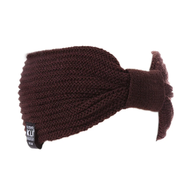 Winter Women Ponytail Baggy Beanie Hat Ladies Wool Knitted Warm Cap Casual Female Stretch Cable Messy Bun Stripe Hats CP0315  (6)