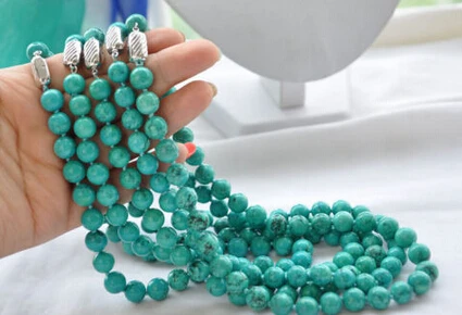 

Jew2459 wholesale 5pcs 10mm green round turquoise bead necklace 17inch