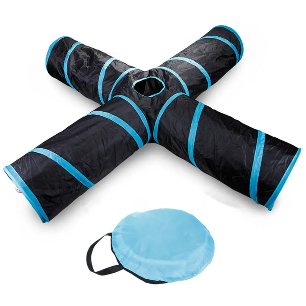 1 Set Sound Paper 4 way Pet Tunnel Cat Play Foldable 5 Holes Toy With Ball Nest Training Supply 10600E | Дом и сад