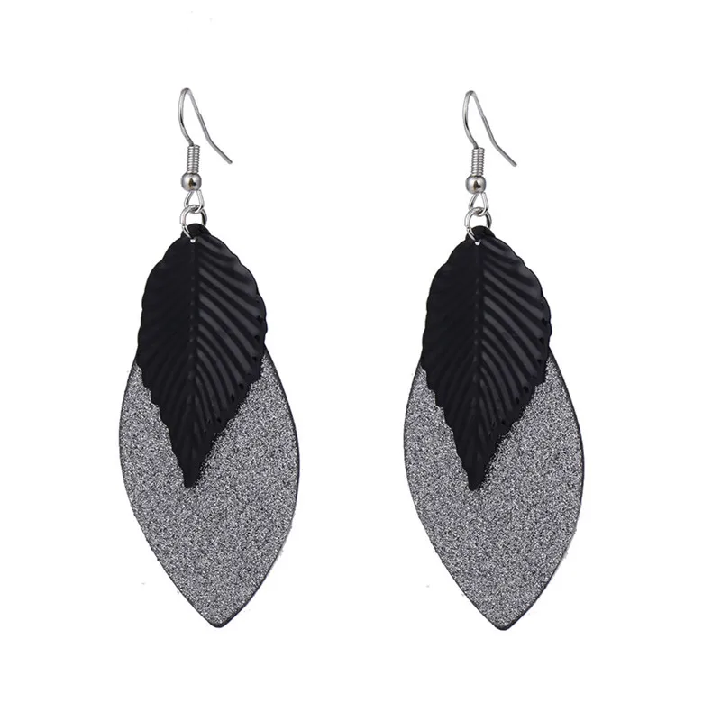Orecchini Special Offer Sale Oorbellen 2017 Fashion Dangle Earrings Black gold silver Metal Alloy The Leaves For Women | Украшения и