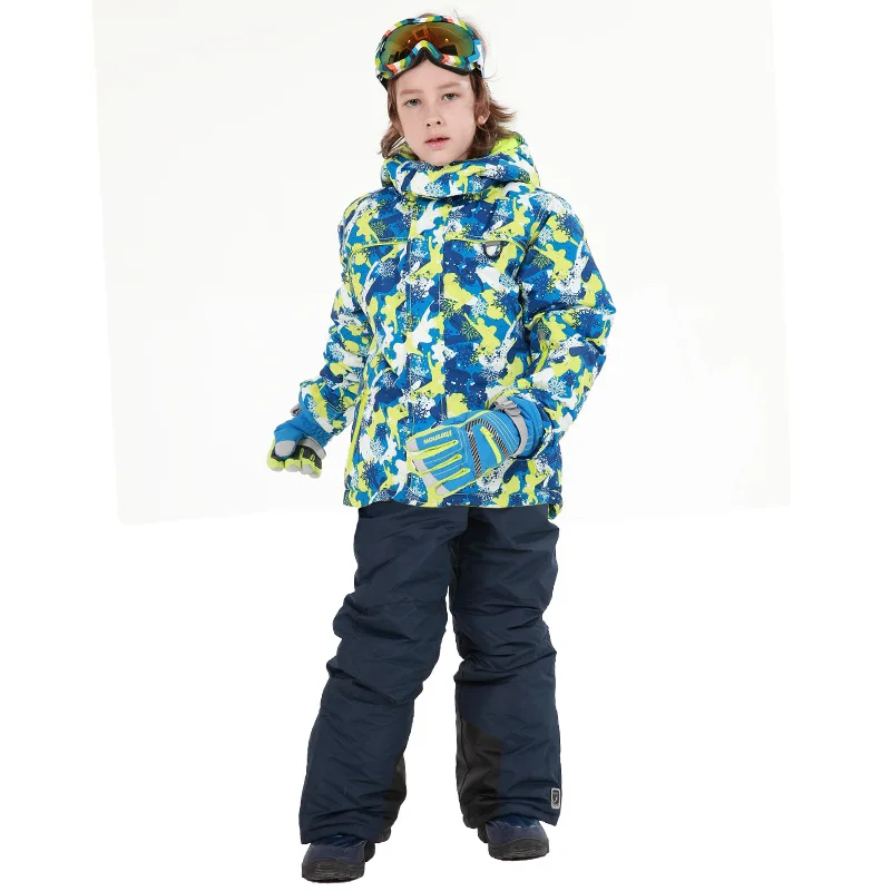 Boys Girls Children's Snow Ski Suits Outdoor Wear Hooded Jackets+Bandage Pants Kids Winter Warm Snowboard Ski Wear Costume - Цвет: 5