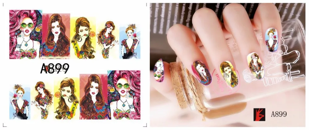 12 листов водная наклейка для ногтей, наклейки для ногтей, слайдер, тату, полное покрытие, красивые стильные наклейки для девушек, A889-900