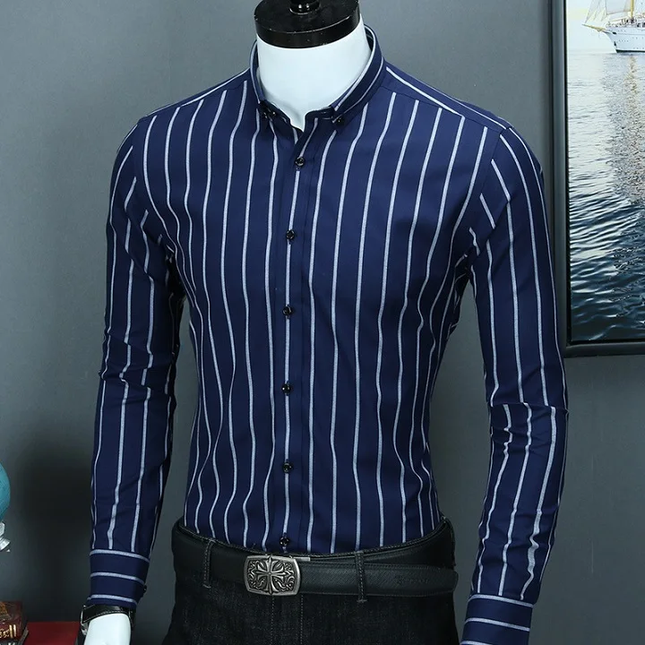 Caiziyijia Осень и весна Новое поступление высококачественный хлопок Camiseta Masculina Мужская Повседневная шелковая рубашка с длинными рукавами - Цвет: CZYJ6031