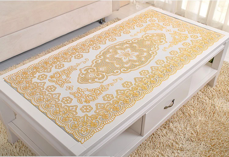 Oval PVC Nappe Tablecloth Plastic Oilproof Dining Tablecloth Bronzing Printed Table Cover Table Mat Overlay Placemat Nappe