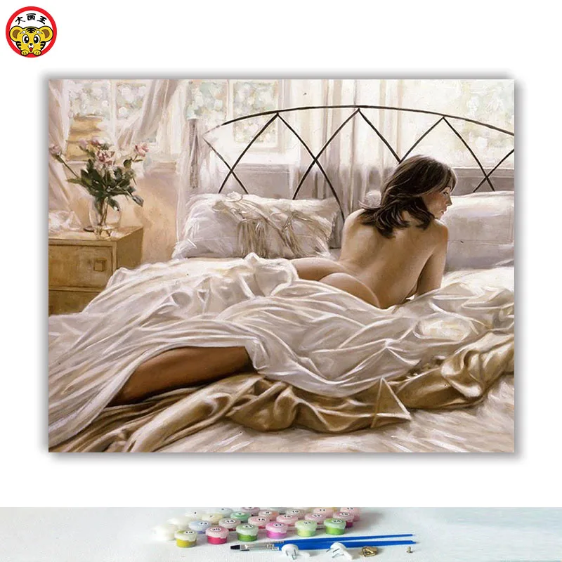 Kaufen Diy ölgemälde durch zahlen kunst farbe durch zahl Körper kunst dekorative malerei schlafzimmer dekoration malerei