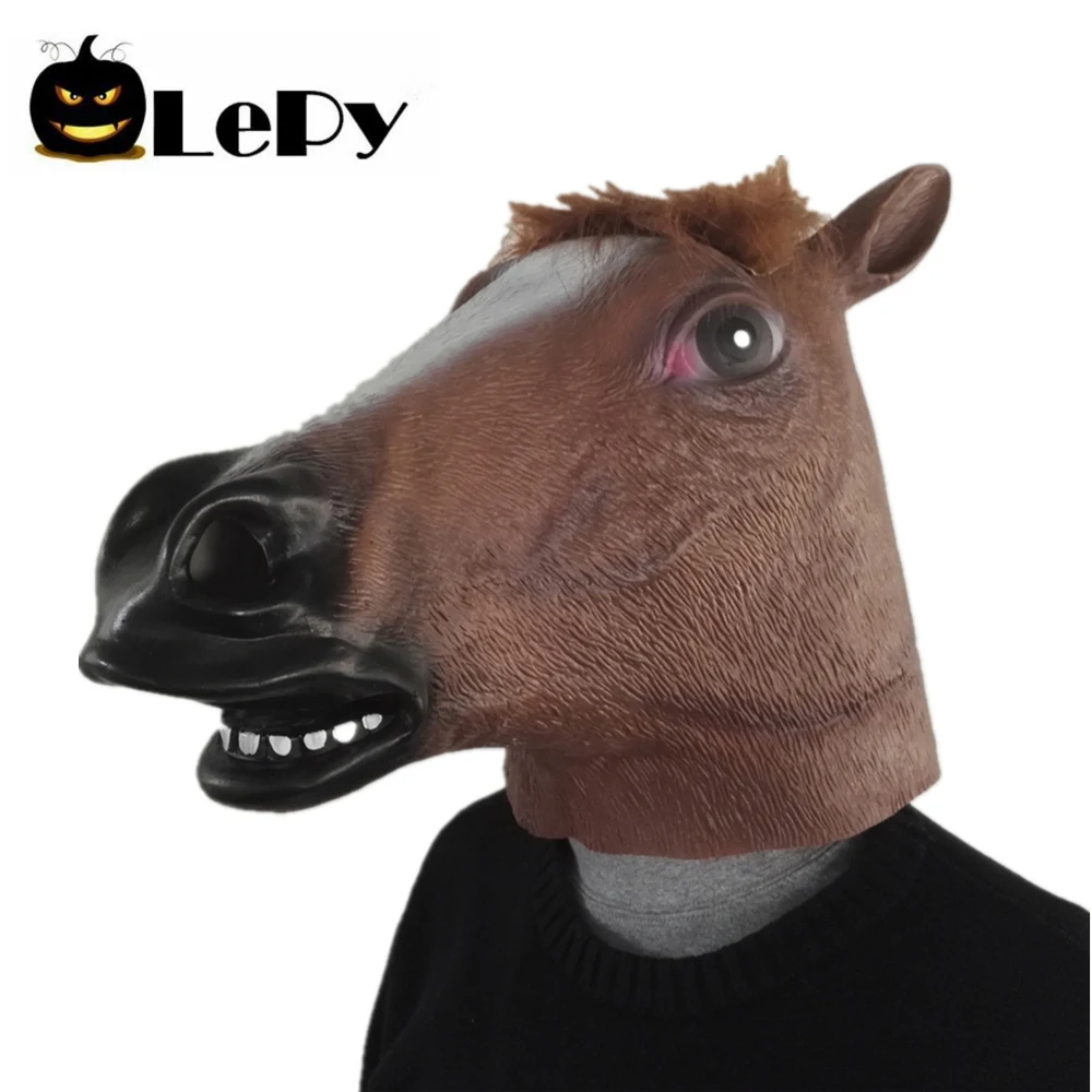 

Full Face Mask Carnival Creepy Horse Mask Full Head Rubber Latex Animal Masks Halloween Masquerade for Party Costume Mask Funny