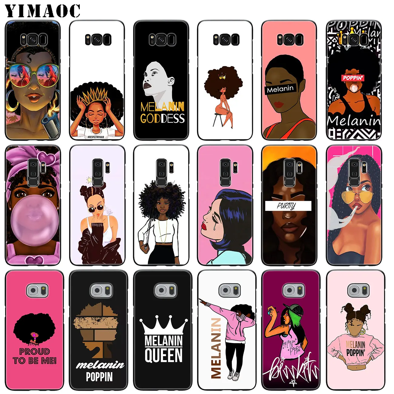 YIMAOC African Beauty Afro Puffs Black Girl Soft Phone Case for Samsung Galaxy S20 Ultra S10 Lite S9 S8 Plus S7 Edge S10e | Мобильные