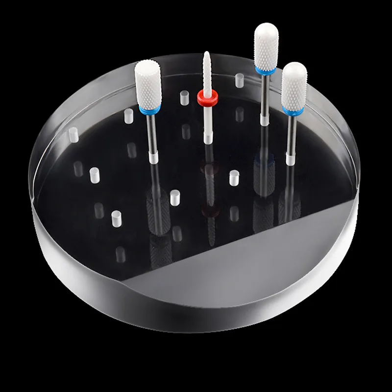 

12 Holes Top Transparent Nail Drill Bit Holder Exhibition Stand Display Nail Art Container Storage Box Manicure Nail Tool