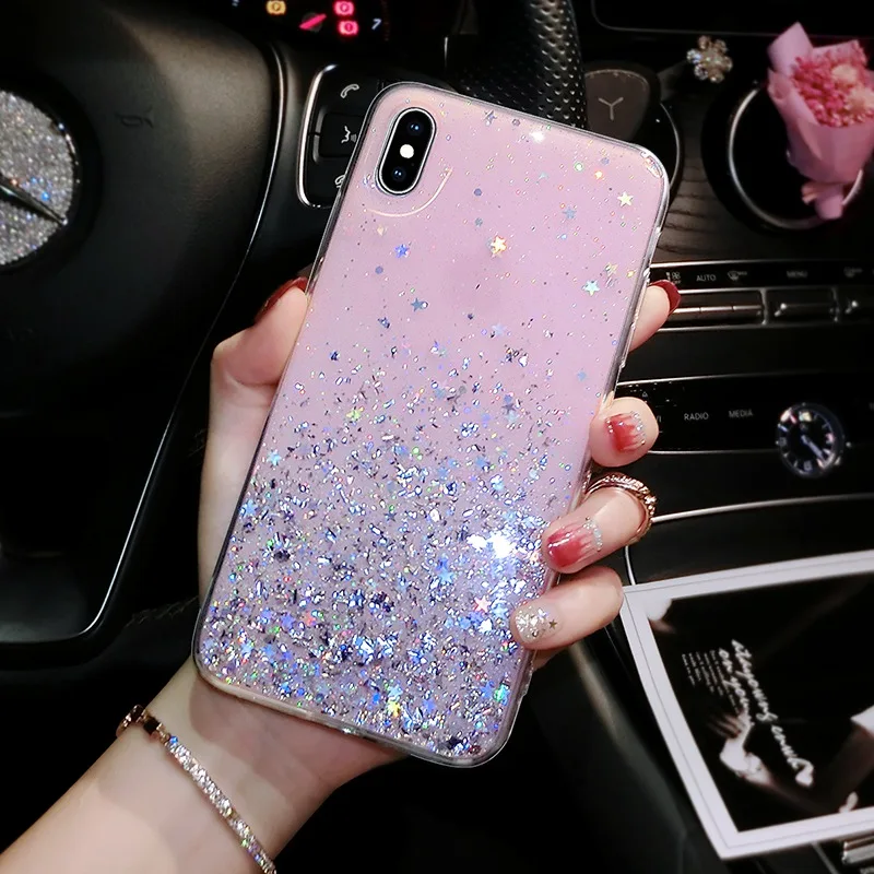 Bling Glitter Star Soft Case For Huawei P30 P20 P10 Mate20 Honor 8X 10 9 V10 V20 Nova 2s 3i 4 Y9 P smart Plus Silver Foil Cover | Мобильные