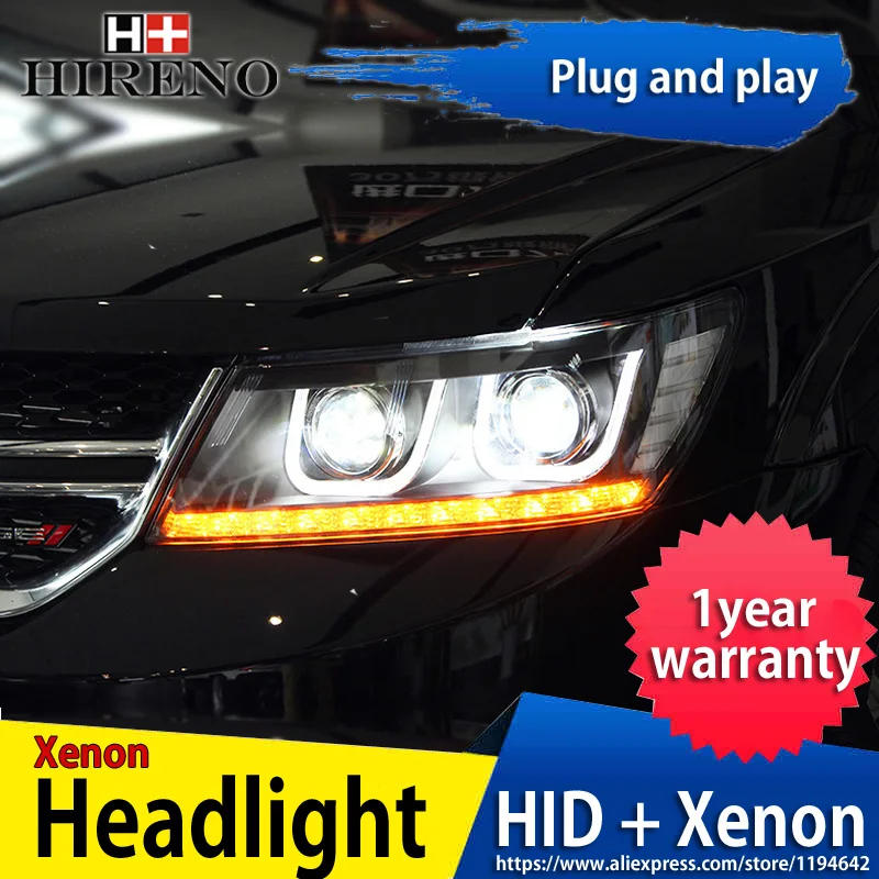 Headlamp for 2009-2015 Dodge Journey Fiat Freemont Headlight Assembly LED DRL Angel Lens Double Beam HID Xenon 2pcs | Автомобили и