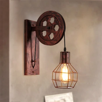 

American Industrial Loft Retro Wall Lamp Edison Bulb Pulley Wall Lights Bedroom Living Room Dining Corridor Aisle Lighting Avize