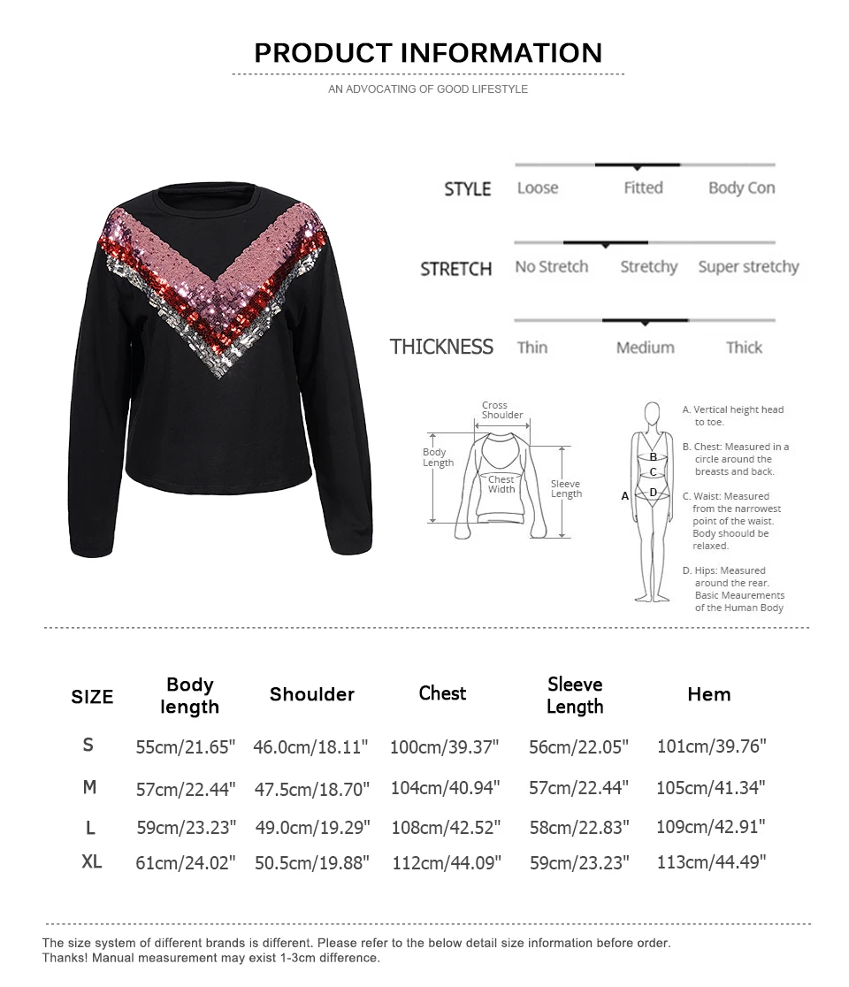 GLO-STORY, Модный женский пуловер с блестками, свитшоты с длинным рукавом и круглым вырезом, осенние женские топы, WPU-7487