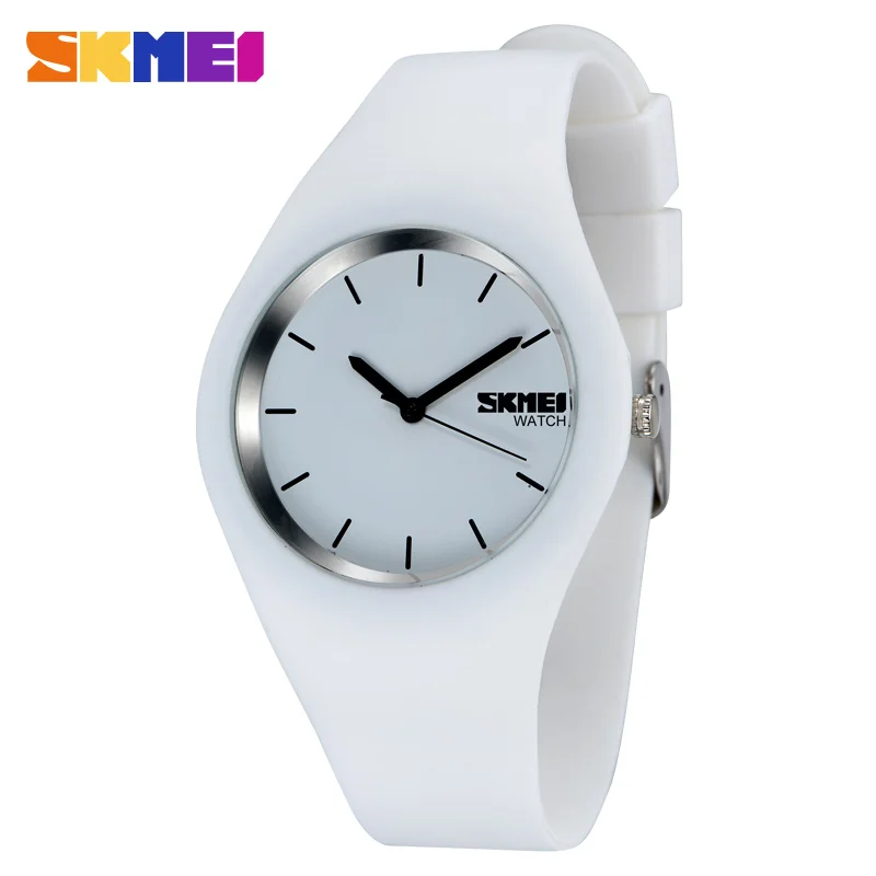 SKMEI модные повседневные кварцевые часы для женщин и мужчин часы Montre Femme Reloj Mujer силиконовый ремешок водонепроницаемые спортивные наручные часы 9068 - Цвет: Белый