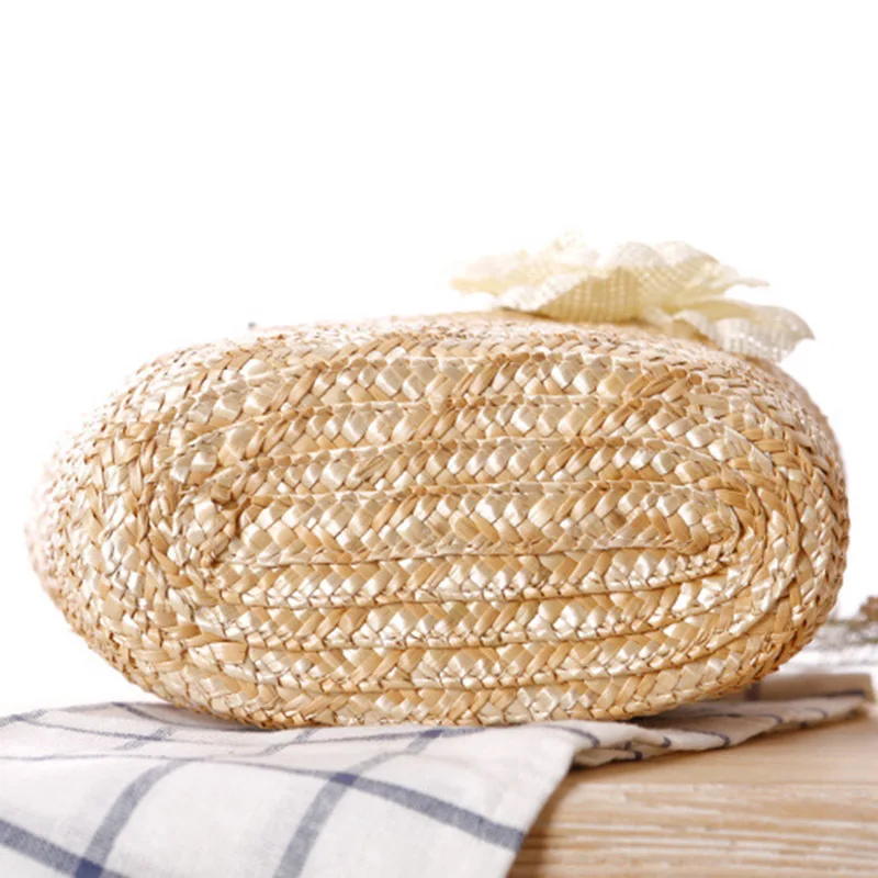 Women Straw Bags Female Summer Beach Handle Bag INS Popular Lady Flower Weave Basket Travel Casual Shopping Shoulder Bag SS3104 (5)