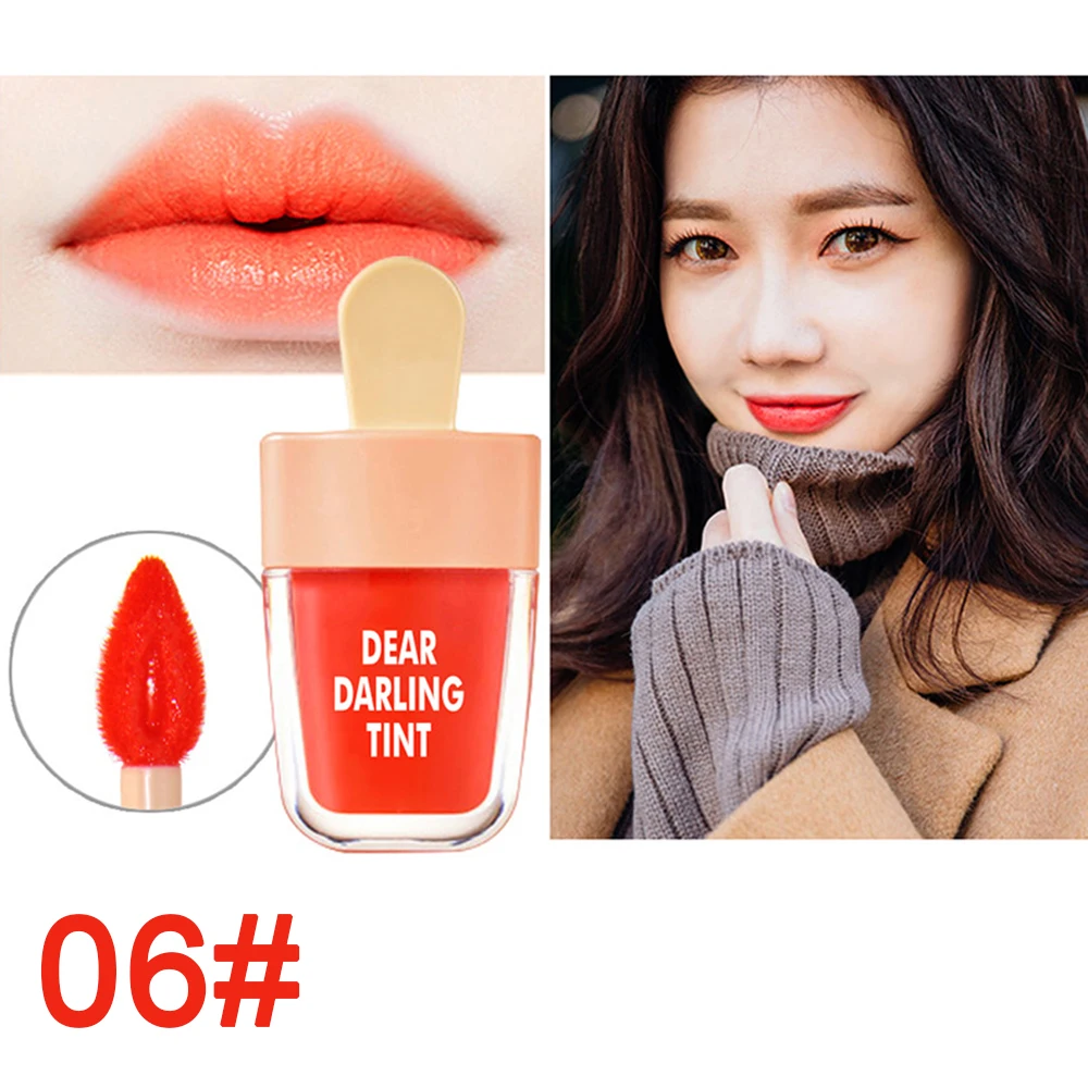 Cute Ice Cream Lip Gloss Long-Lasting Lip Tint Candy Waterproof Long Lasting Makeup Liquid Lipstick Sweet Red Lip Tint TSLM2 - Цвет: 06